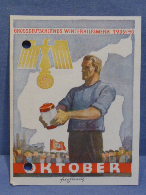 Original WWII German WINTER AID WORK Flyer, WINTERHILFEWERK (WHW)