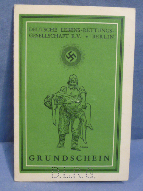 Original WWII German DLRG Member's ID Card GRUNDSCHEIN, HJ UNIFORM!