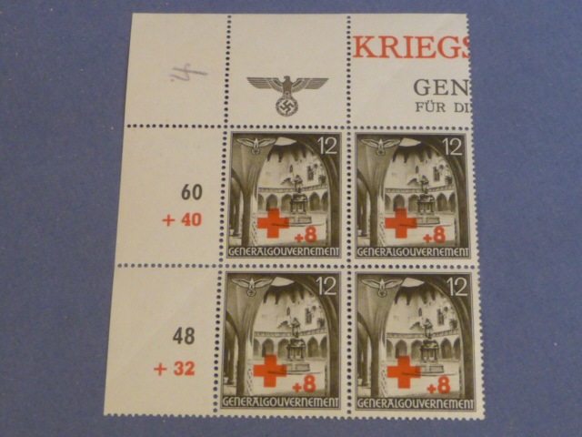 Original WWII German Red Cross Themed Postage Stamp Set, 4 Stamps Sets