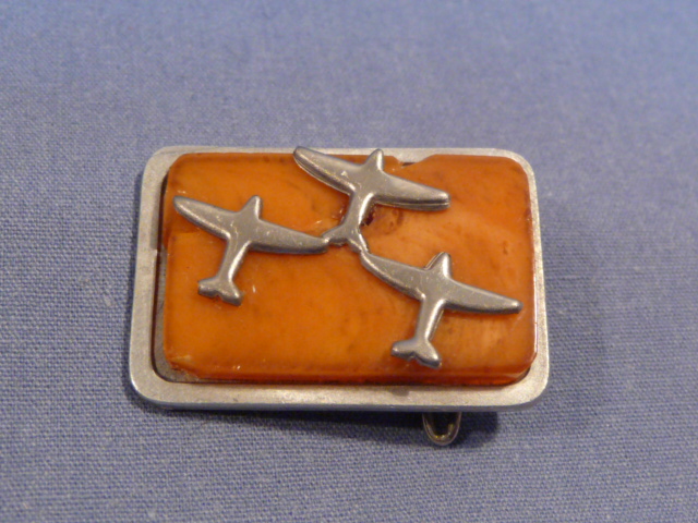 Original WWII German Luftwaffe Amber Stick Pin, Three Planes
