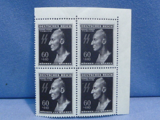 Original WWII German REINHARD HEYDRICH Death Mask Stamps