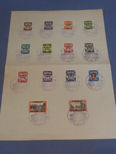 Original Nazi Era German Postage Stamp Set, DANZIG