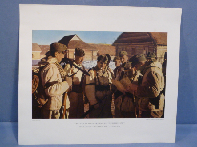 Original WWII German Military Themed Color Print, EIN INFANTERIE-STOSSTRUPP WIRD EINGEWIESEN