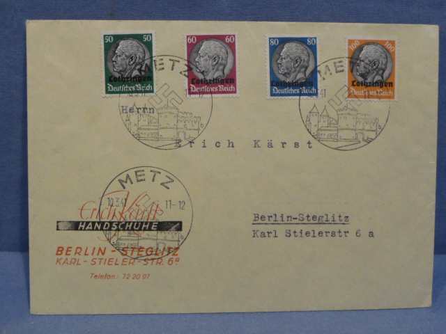 Original WWII German Used Envelope with Special Cancellations, METZ