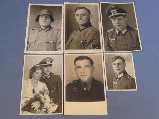 Original WWII German Soldier's Studio Portrait Photographs, 6 TOTAL!