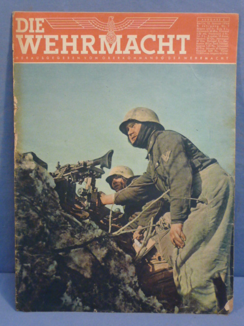 Original WWII German Die Wehrmacht Magazine w/COLOR Cover, January 1944