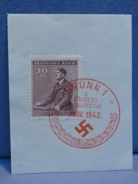 Original WWII German Commemorative Stamp, Hitler's Birthday 1942
