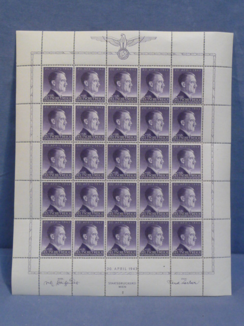 Original Nazi Era German Postage Stamp Set, General Government Hitler's Birthday 1943