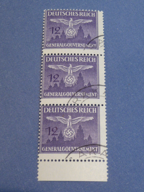 Original Nazi Era German Postage Stamp Set, National Eagle General Government