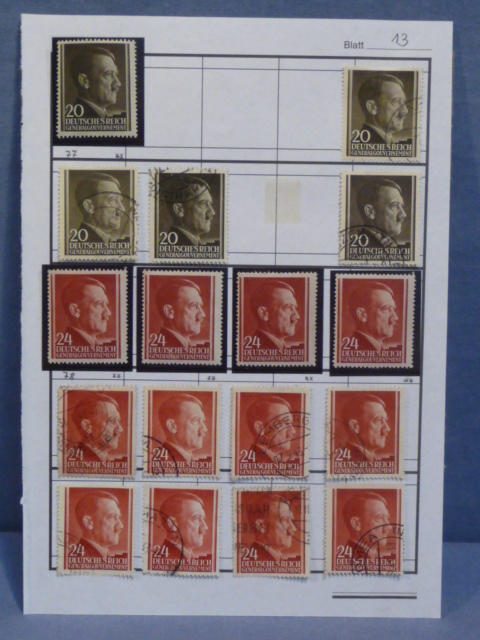 Original Nazi Era German Postage Stamp Set, Hitler General Government