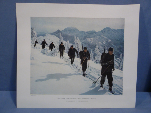 Original WWII German Military Themed Color Print, GEBIRGSJ�GER IN THEIR ELEMENT