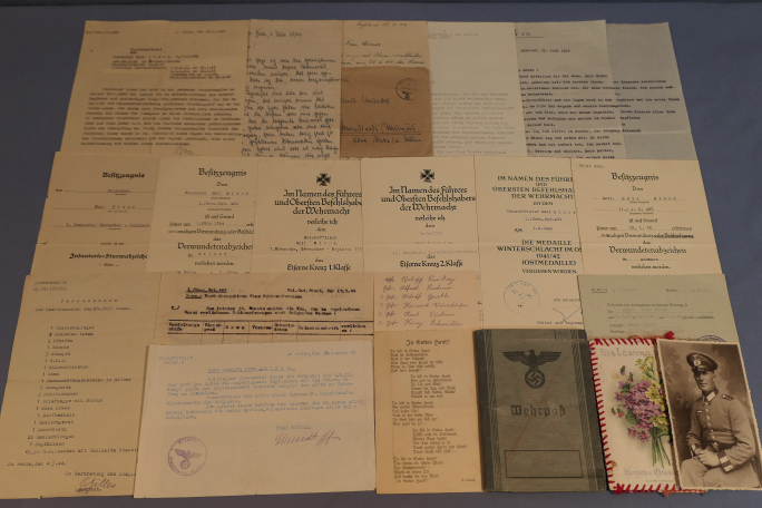 Original WWII German Documents Set to Decorated Heer (Army) Soldier, Fallen