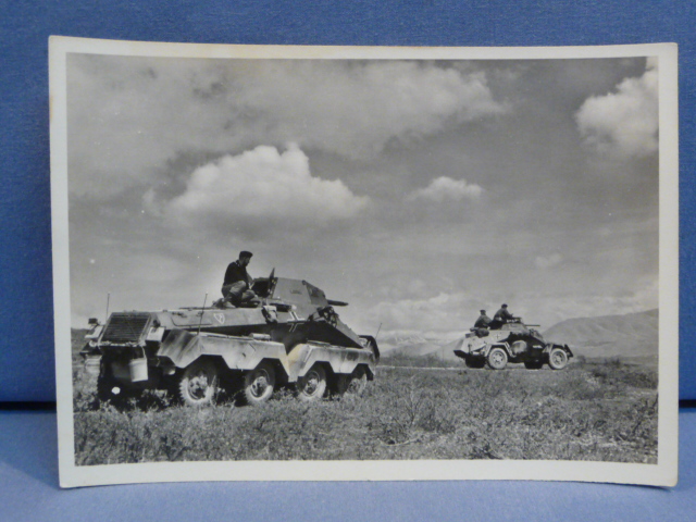 Original WWII German Our Waffen-SS Series Photo Postcard, Armored Cars Ahead!