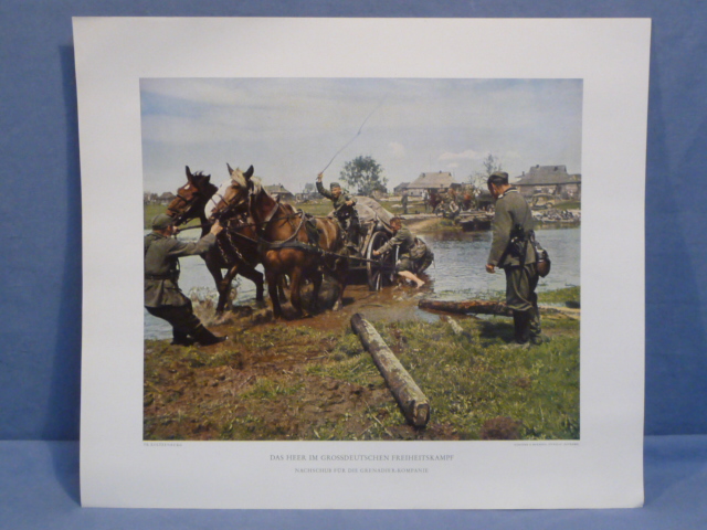 Original WWII German Military Themed Color Print, Supplies for the Grenadier Company