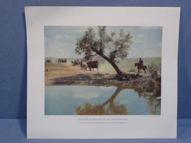 Original WWII German Military Themed Color Print, GRENADIER COMPANY ON THE ADVANCE