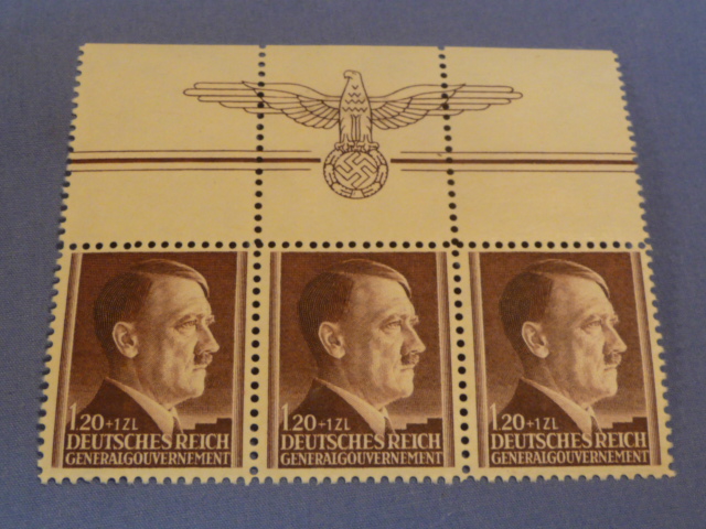 Original Nazi Era German Postage Stamp Section from General Government