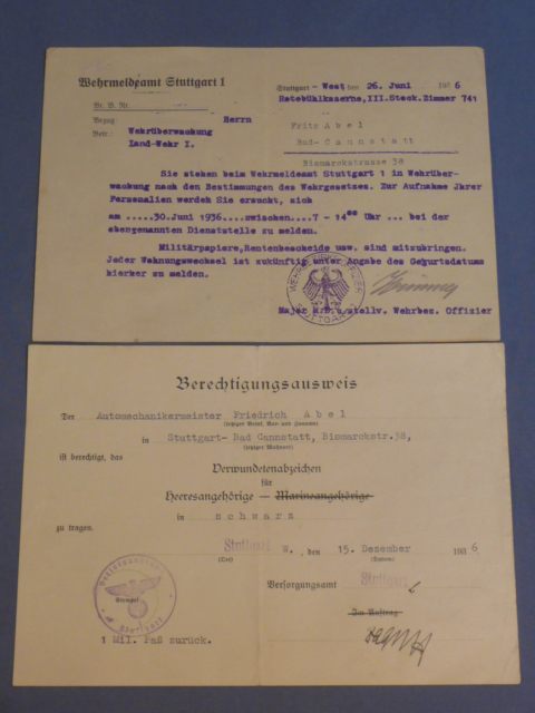 Original Pre-WWII German Set of Documents to the Abel Family