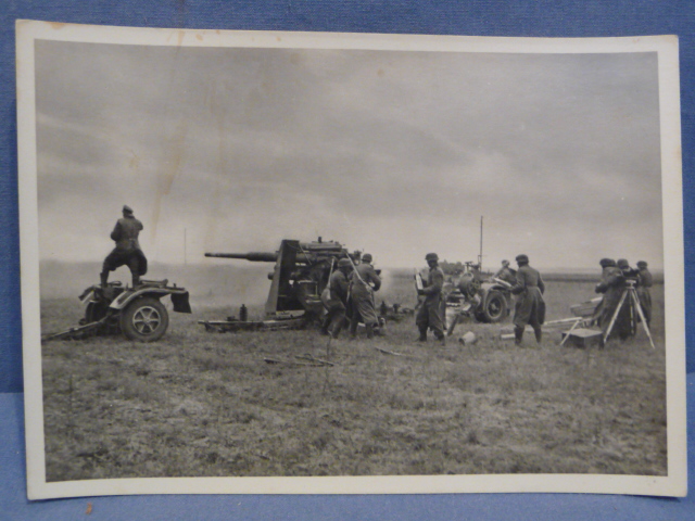 Original WWII German Our Waffen-SS Series Photo Postcard, Flak in Ground Combat
