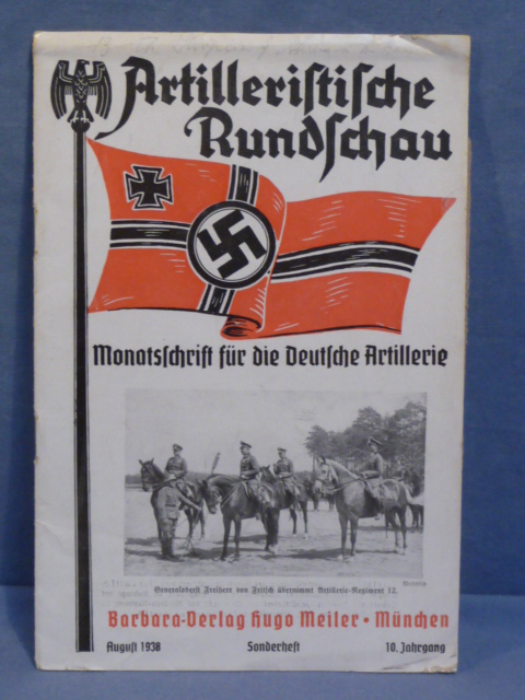 Original WWII German Magazine Artilleristische Rundschau, August 1938
