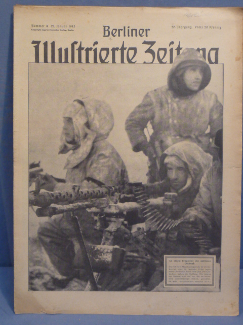 Original WWII German Berliner Illustrierter Zeitung Magazine, January 1943