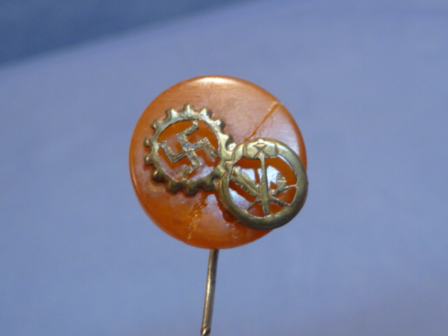 Original Nazi Era German DAF Lapel Stick Pin, Natural Stone
