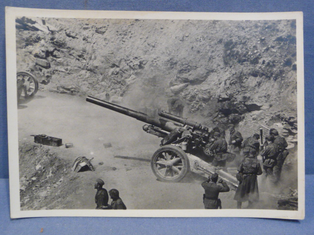 Original WWII German Our Waffen-SS Series Photo Postcard, Artillery on a Pass Road