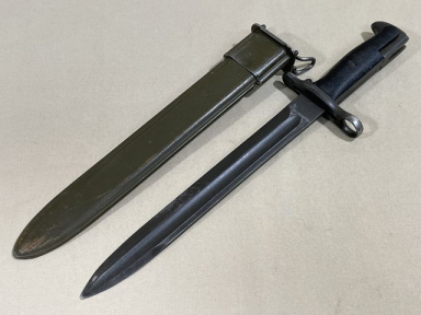Original WWII US M1 Garand Bayonet and Scabbard, UFH Cut-Down 1943