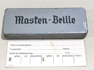 Original WWII German Masken-Brille (Gas Mask Glasses) Case w/Prescription Card