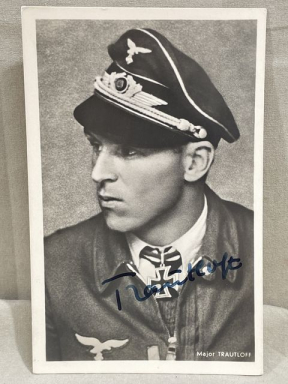 Original Nazi Era German Autographed Postcard of Major Trautloff