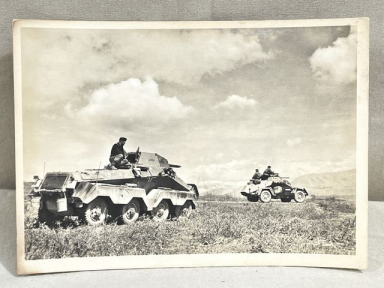 Original WWII German Our Waffen-SS Series Photo Postcard, Armored Cars Forward!