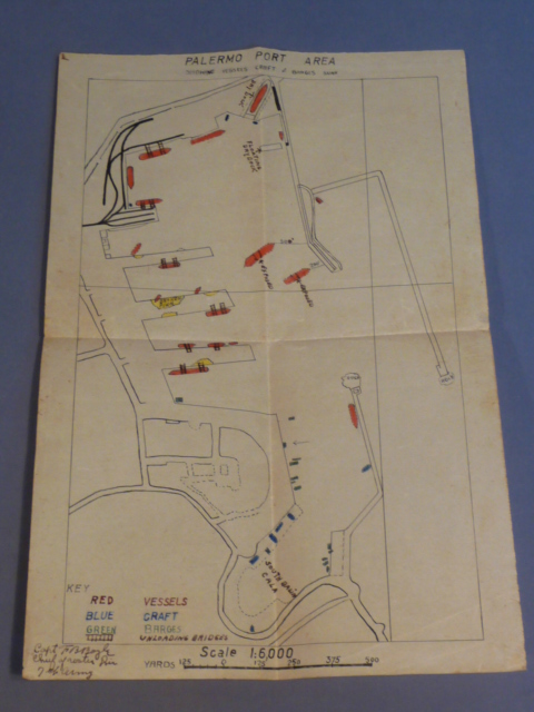 Original WWII US Army Map of Palermo Port Area, Sicily