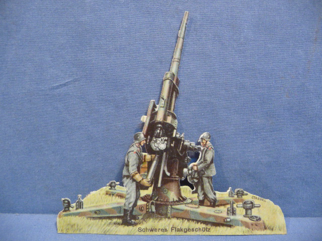 Original WWII German Heavy Flak Gun Paper Cut-Out, Schweres Flakgesch�tz