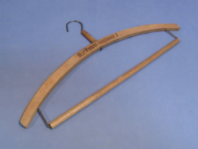 Original WWII Era German Military Wooden Clothes Hanger, Panzer-Regiment 2
