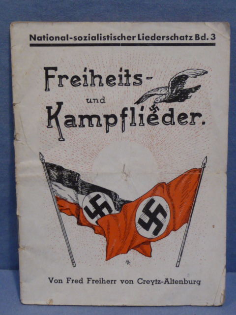 Original Nazi Era German NSDAP Freedom and Battle Songs Book, Freiheits und Kampflieder