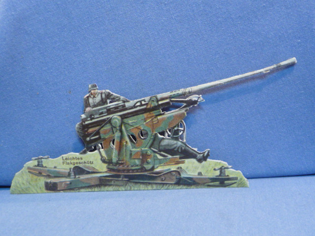 Original WWII German Light Flak Gun Paper Cut-Out, Leichtes Flakgeschtz