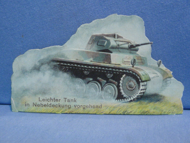 Original WWII German Light Tank Advancing in Smoke Cover Paper Cut-Out, Leichtes Tank