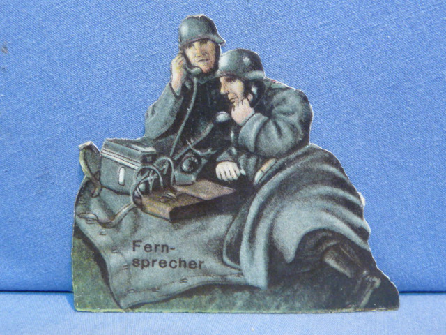 Original WWII German Army Telephone Soldiers Paper Cut-Out, Fern-sprecher