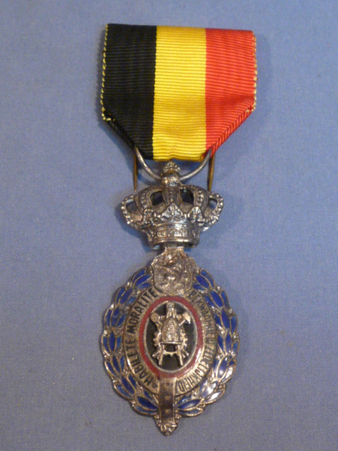 Original 1958 Belgium 25 Years of Labor Medal (Silver), Habilete Moralite Bekwaamheid Zedelijkheid