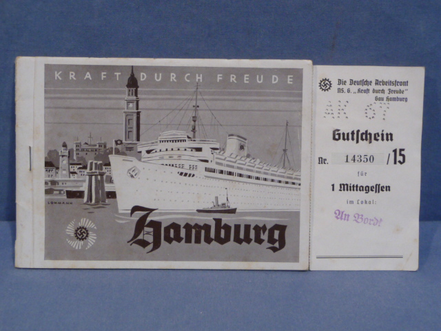 Original Nazi Era German DAF Strength Through Joy Cruise Ship Meal Tickets (Hamburg)
