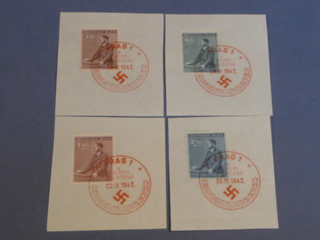 Original WWII German Commemorative Stamp Set, Hitler's Birthday 1942