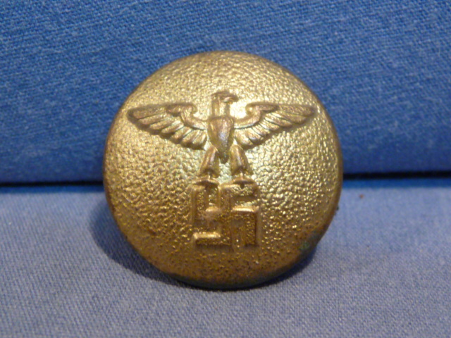 Original Nazi Era German NSDAP GOLD Tunic Button w/Cotter Pin, 21mm