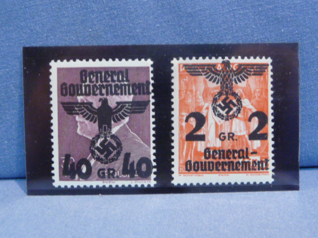 Original Nazi Era German Postage Stamp Set, General Government