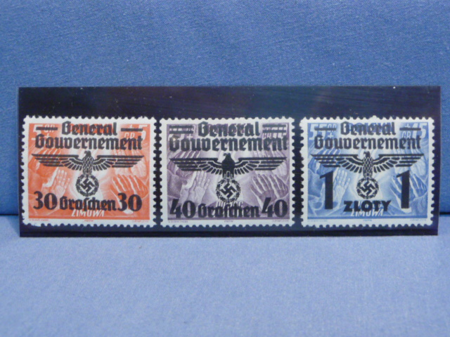 Original Nazi Era German Postage Stamp Set, General Government