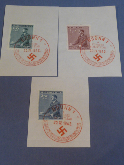 Original WWII German Commemorative Stamp Set, Hitler's Birthday 1942