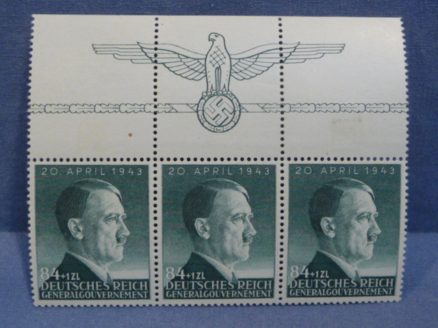 Original Nazi Era German Postage Stamp Section from General Government