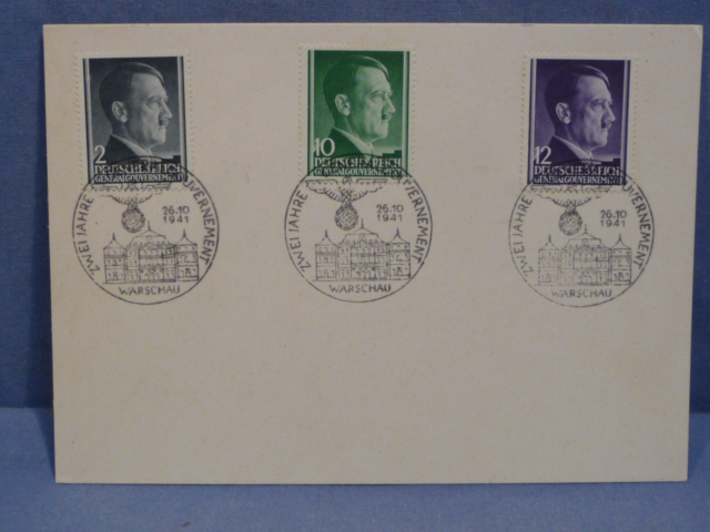 Original WWII German Commemorative Stamps, 2nd Year Central Government WARSAW