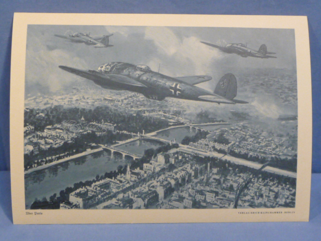 Original WWII German Military Themed Print, Over Paris