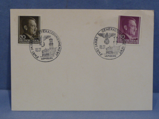 Original WWII German Commemorative Stamps, 2nd Year General Government LEMBERG