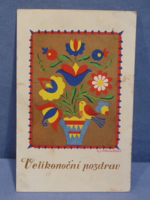 Original WWII German Easter Greetings Feldpost Postcard, Croatian Language