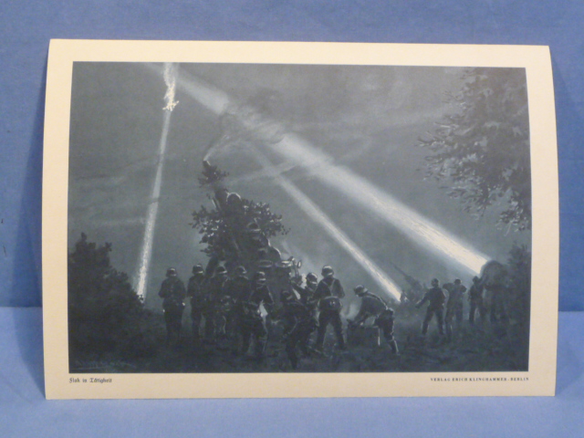 Original WWII German Military Themed Print, Flak in Action